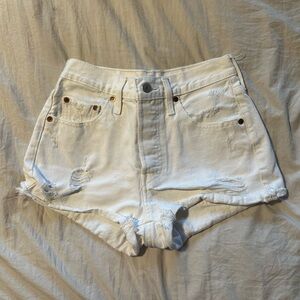 White Distressed Women Shorts